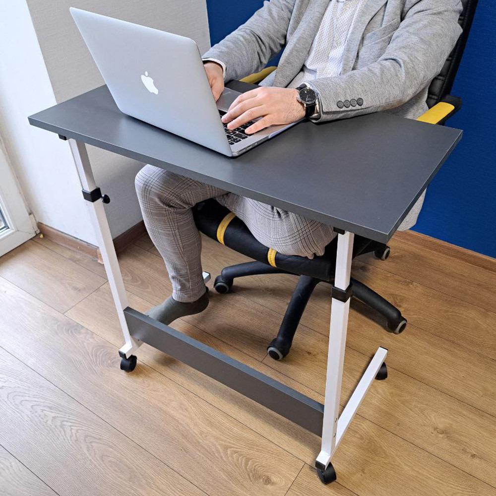 Столик для ноутбука Megusta с регулировкой высоты на колесах 80х40 см Серый (V-сір-біл-8040) - фото 2 Столик для ноутбука Megusta с регулировкой высоты на колесах 80х40 см Серый (V-сір-біл-8040) - фото 2