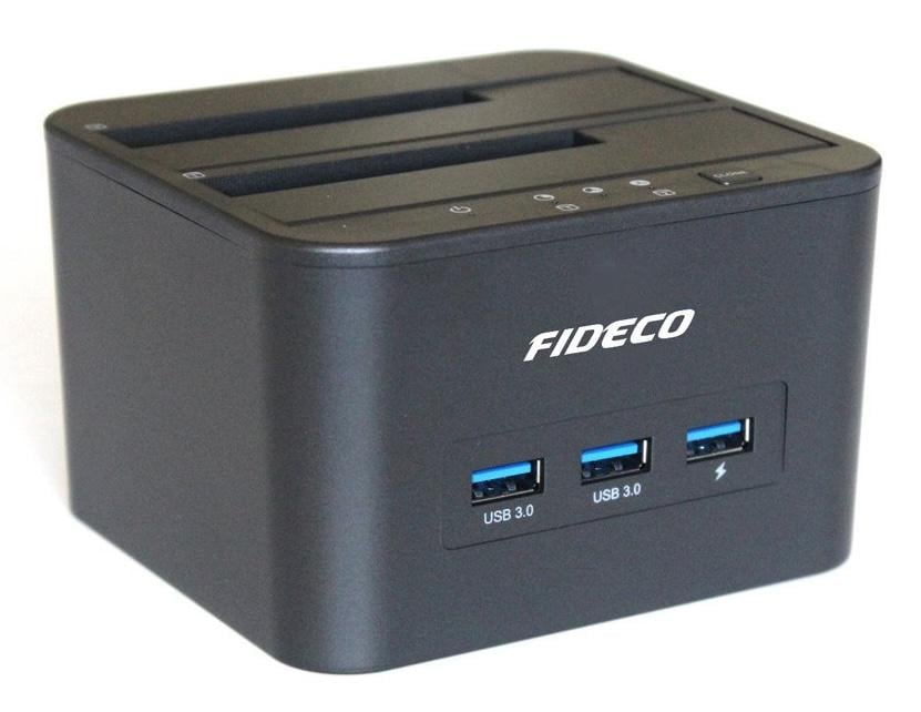 Док-станция клонировщик Fideco для двух HDD 2,5"/3,5" SATA/SSD 3хUSB 3.0 Черный (FDS1SA3SA2PB 2612)