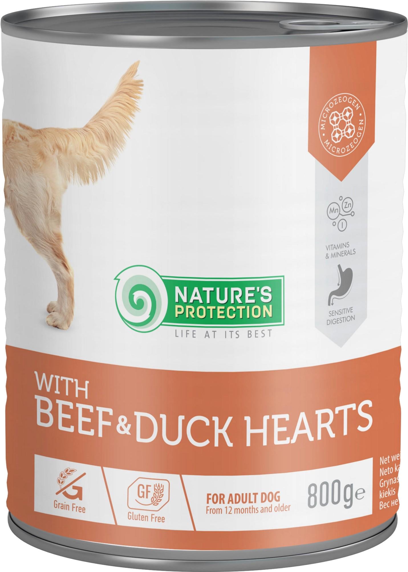 Корм влажный для взрослыx собак Nature's Protection с говядиной и утиным сердцем 800 г (4771317456052)