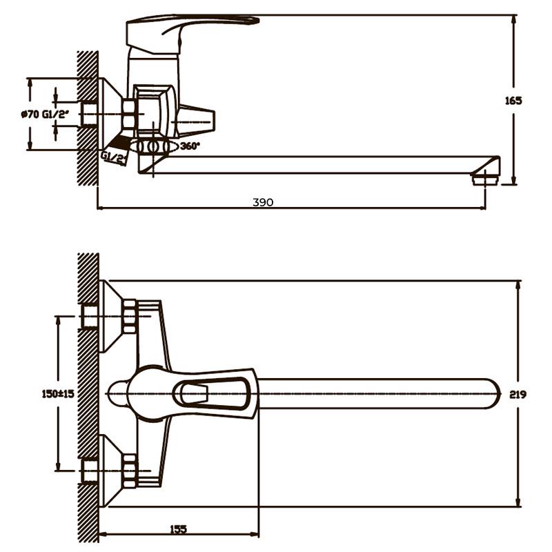 Смеситель для ванны Haiba GERMES 006 (HB0140) - фото 2 Смеситель для ванны Haiba GERMES 006 (HB0140) - фото 2