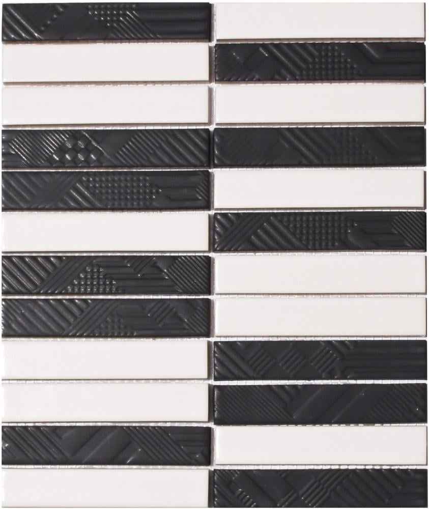 Мозаика керамическая Kotto Ceramica Kit Kat К 69007 С2 ST 252x300x9 мм 23x124 мм White/Black Mat (003836)