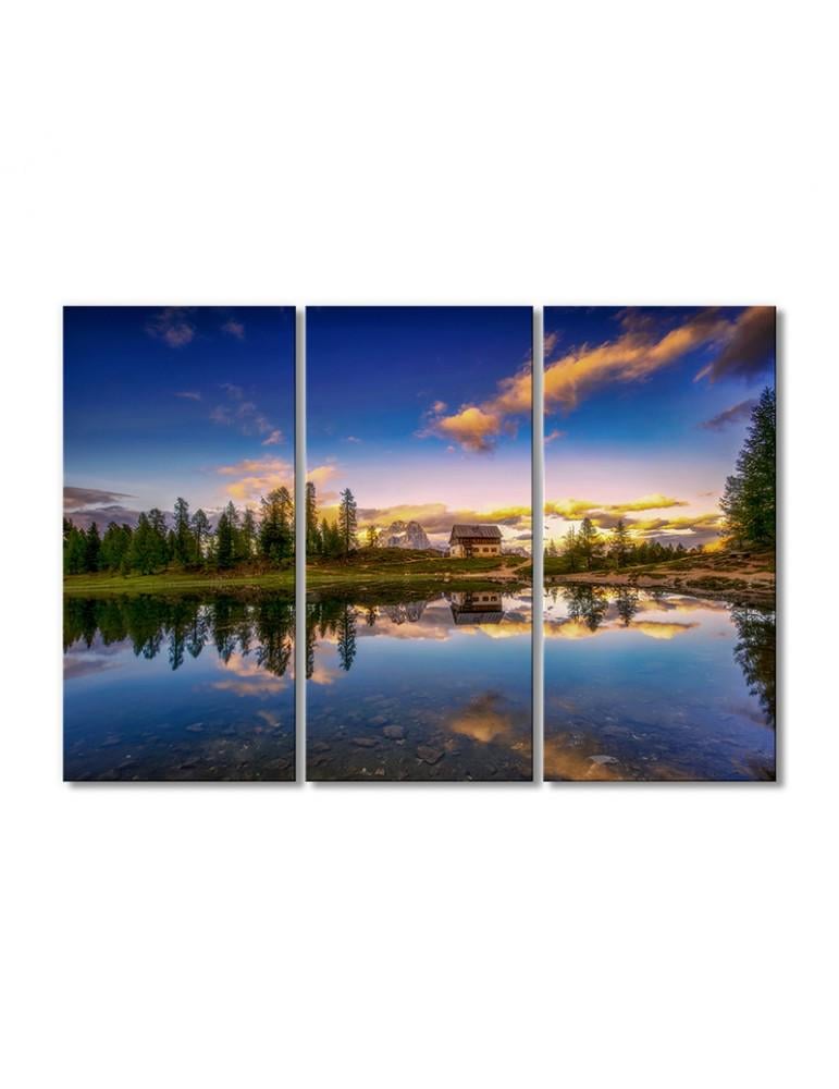 Картина модульная Тарн прогляциальное горное озеро 3 модуля 50x75 см