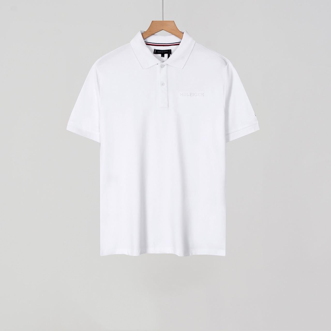 Футболка мужская поло в стиле Tommy Hilfiger с вышитым логотипом Tonal Embroidery Logo XL Белый (TH12001.9XL)