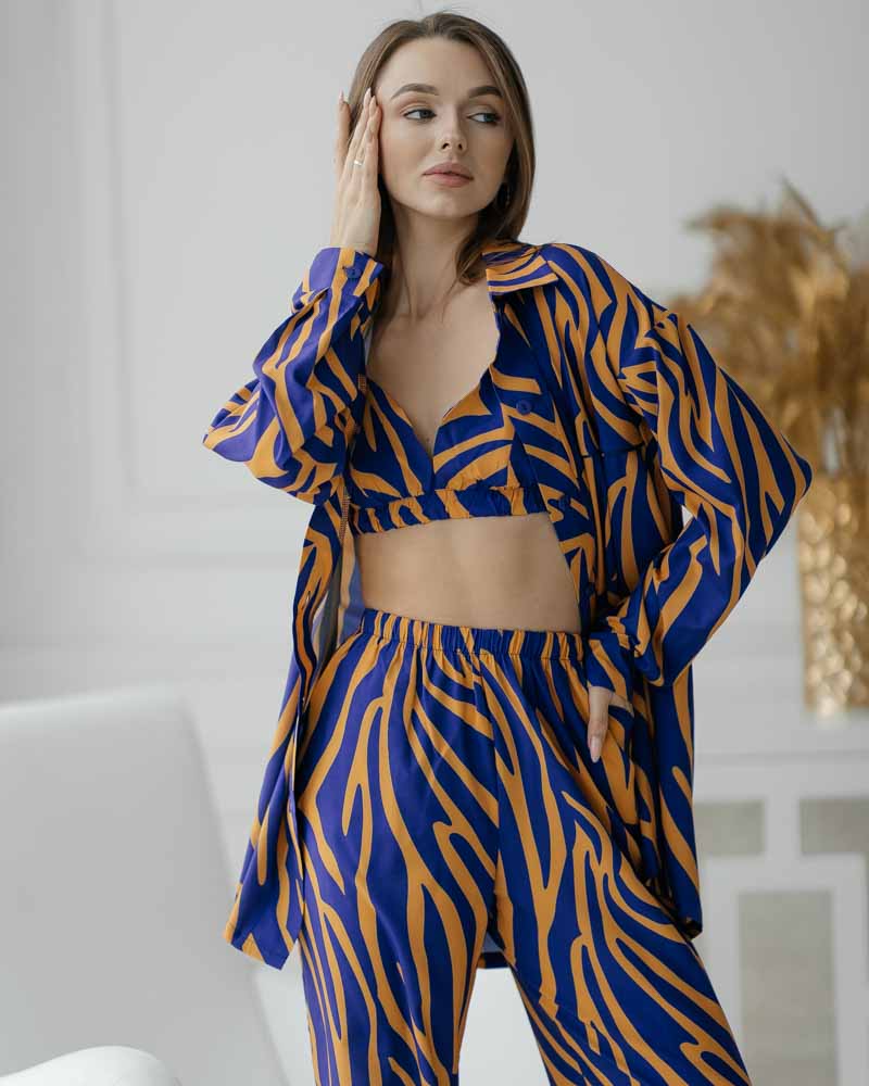 Піжама жіноча Модельєр 7748 р. 44 Синьо-жовтий (11521) - фото 2 Піжама жіноча Модельєр 7748 р. 44 Синьо-жовтий (11521) - фото 2