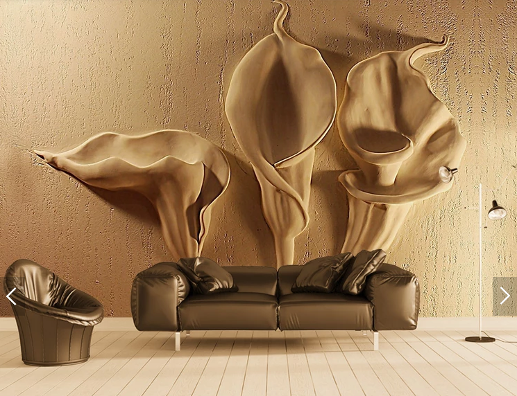 Фотообои 3D флизелиновые цветочные для спальни/зала/кухни Золотые каллы