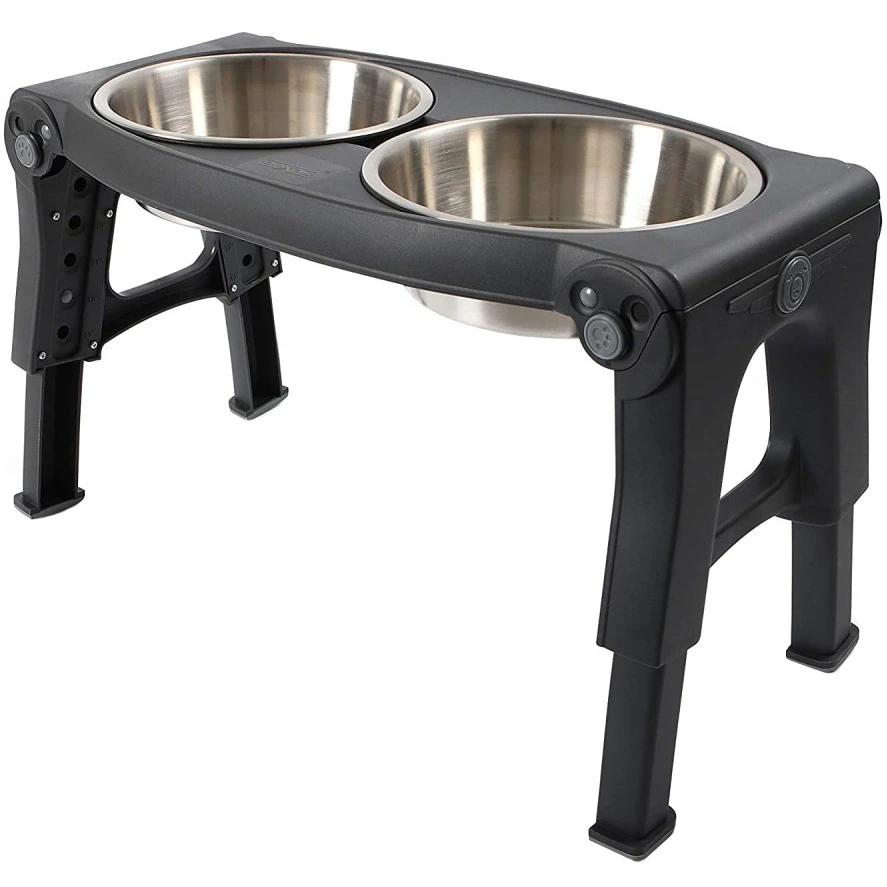 Миска двойная для собак Dexas Adjustable Height Pet Feeder с регулируемыми ножками 960 мл Стальной (PW120432SS)