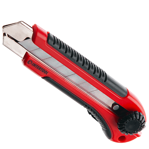 Нож строительный с винтовым фиксатором Intertool 25 мм (50219)