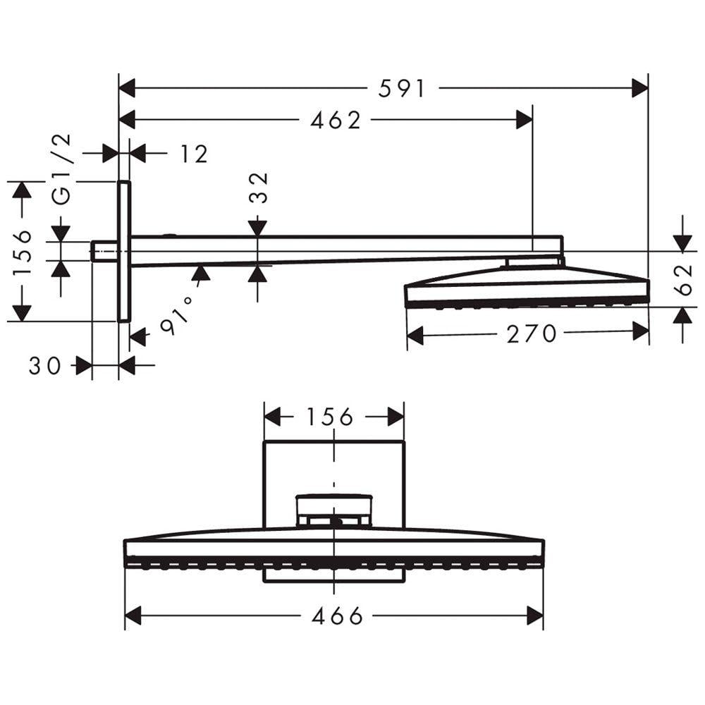 Душ верхний с кронштейном Hansgrohe Rainmaker Select 24003600 466 мм Черный (147086) - фото 2