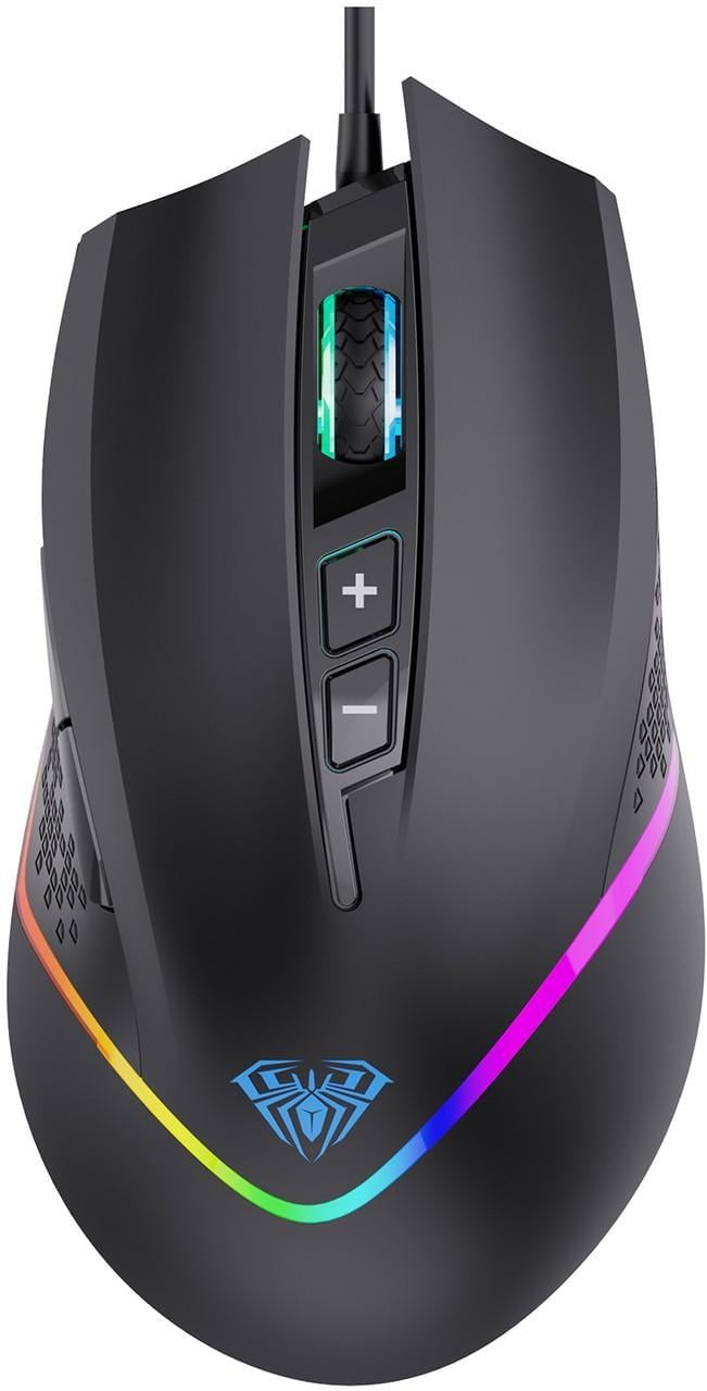 Миша Aula F805, чорний, USB, 6400 dpi, кнопки 7 шт., RGB, підключення дротове, кабель 1.5 м (6948391212906)