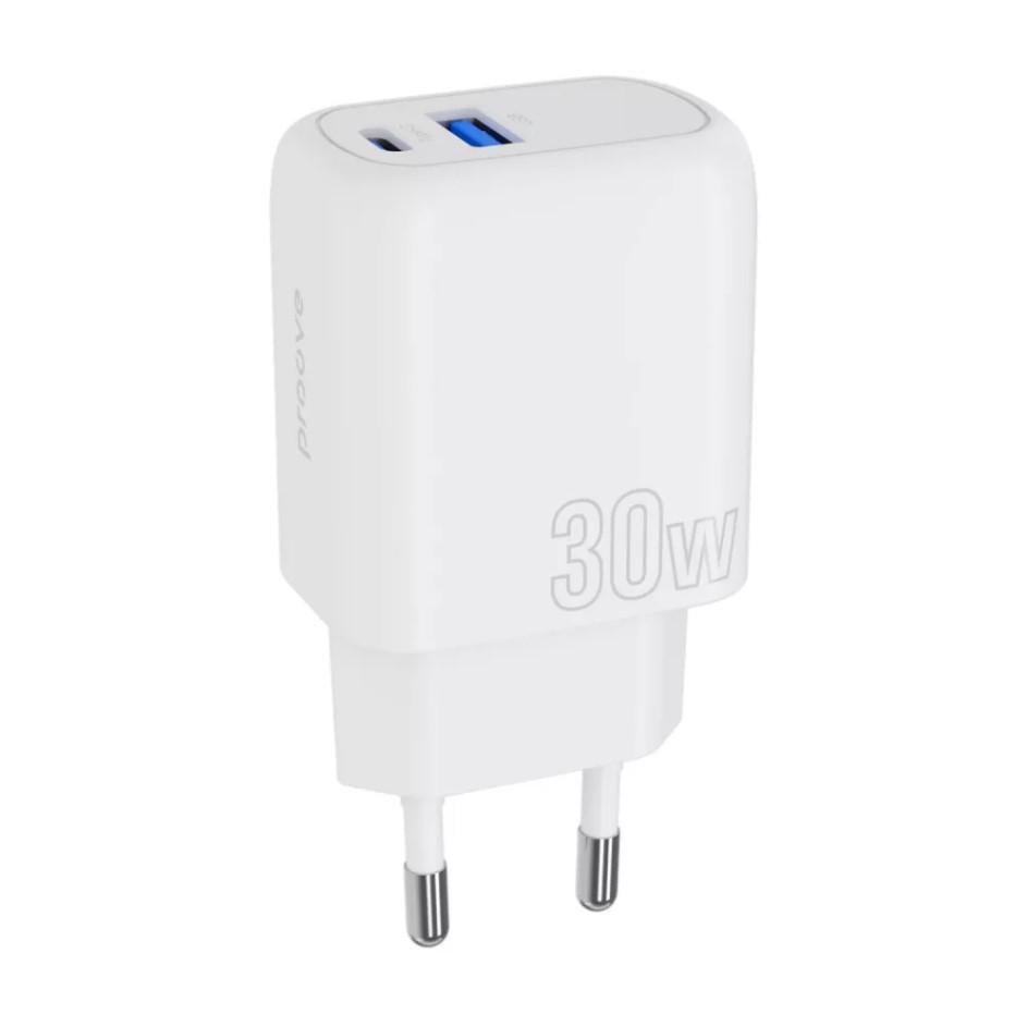Сетевое зарядное устройство МЗП Proove Silicone Power Plus МЗП 30W Type-C/USB White