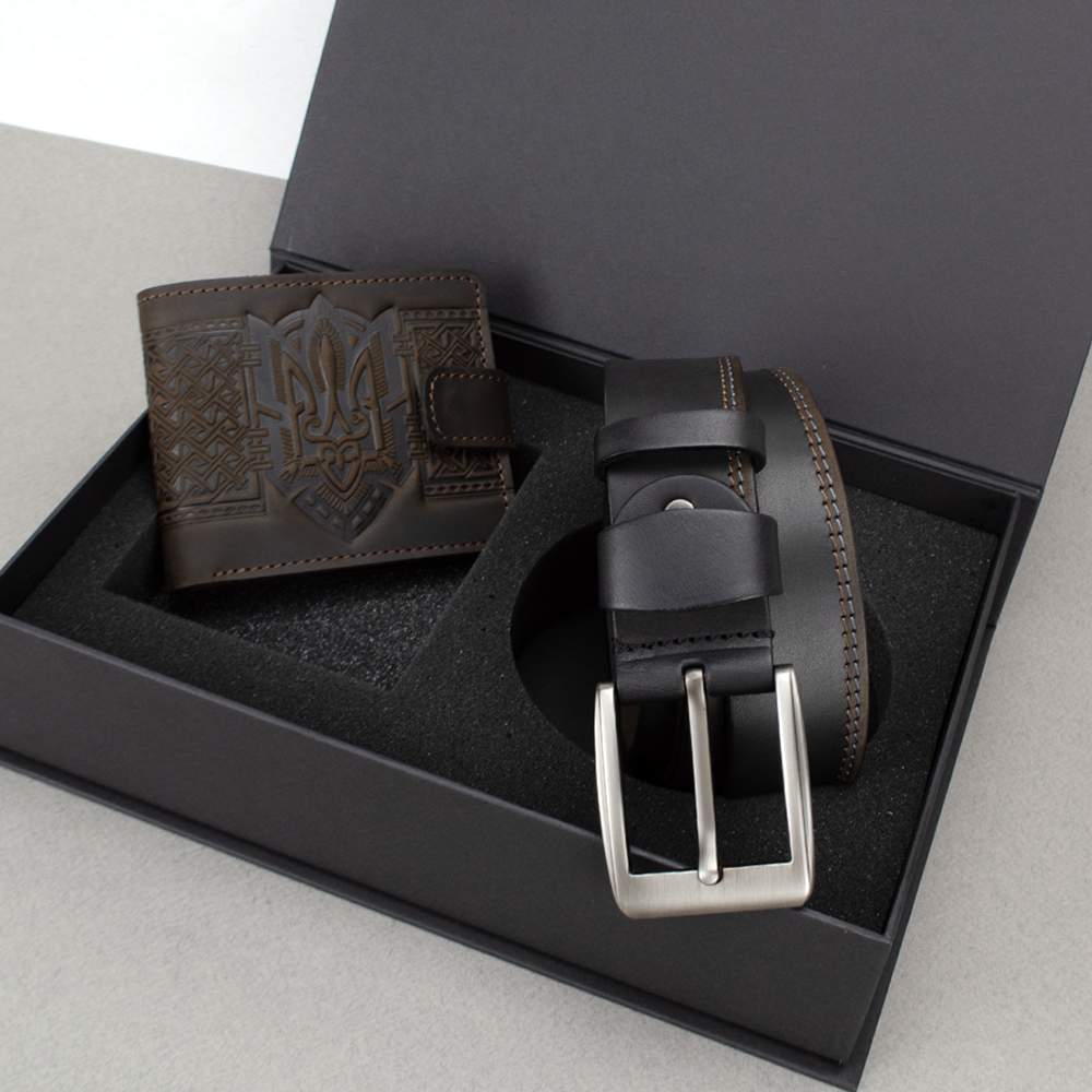 Подарочный набор мужской Handycover 2502 кошелек/ремень в коробке Коричневый (2443860327)