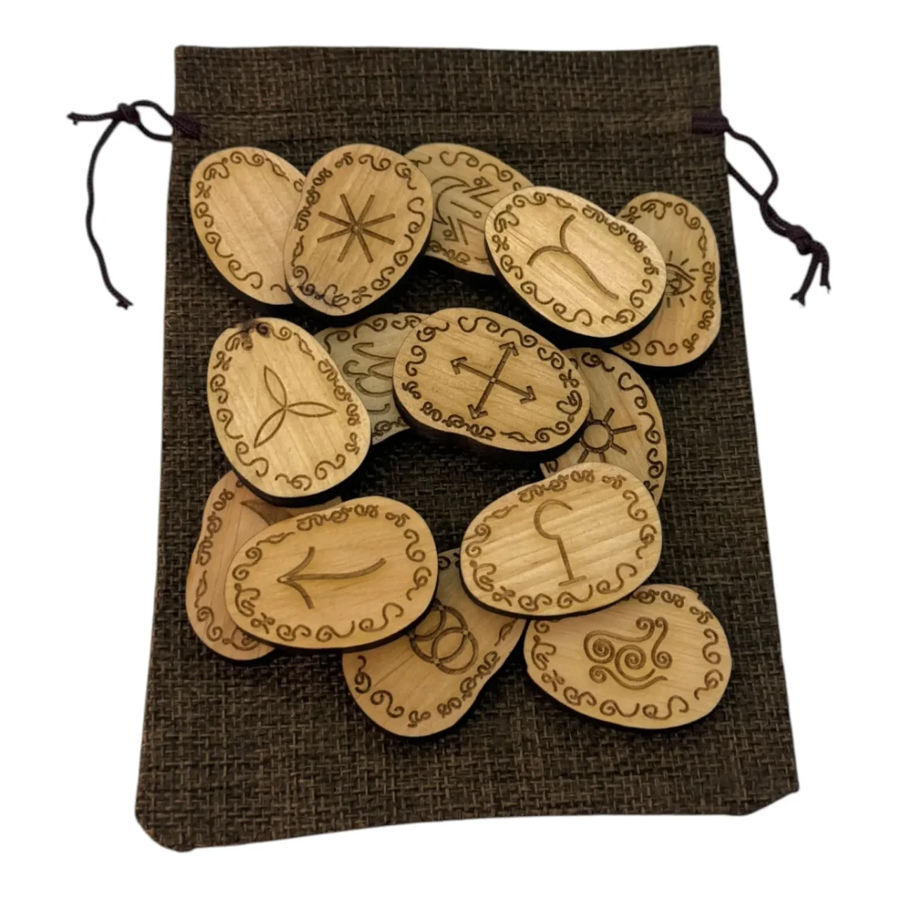 Набір рун з мішечком з масиву дерева 14 шт. (36209)