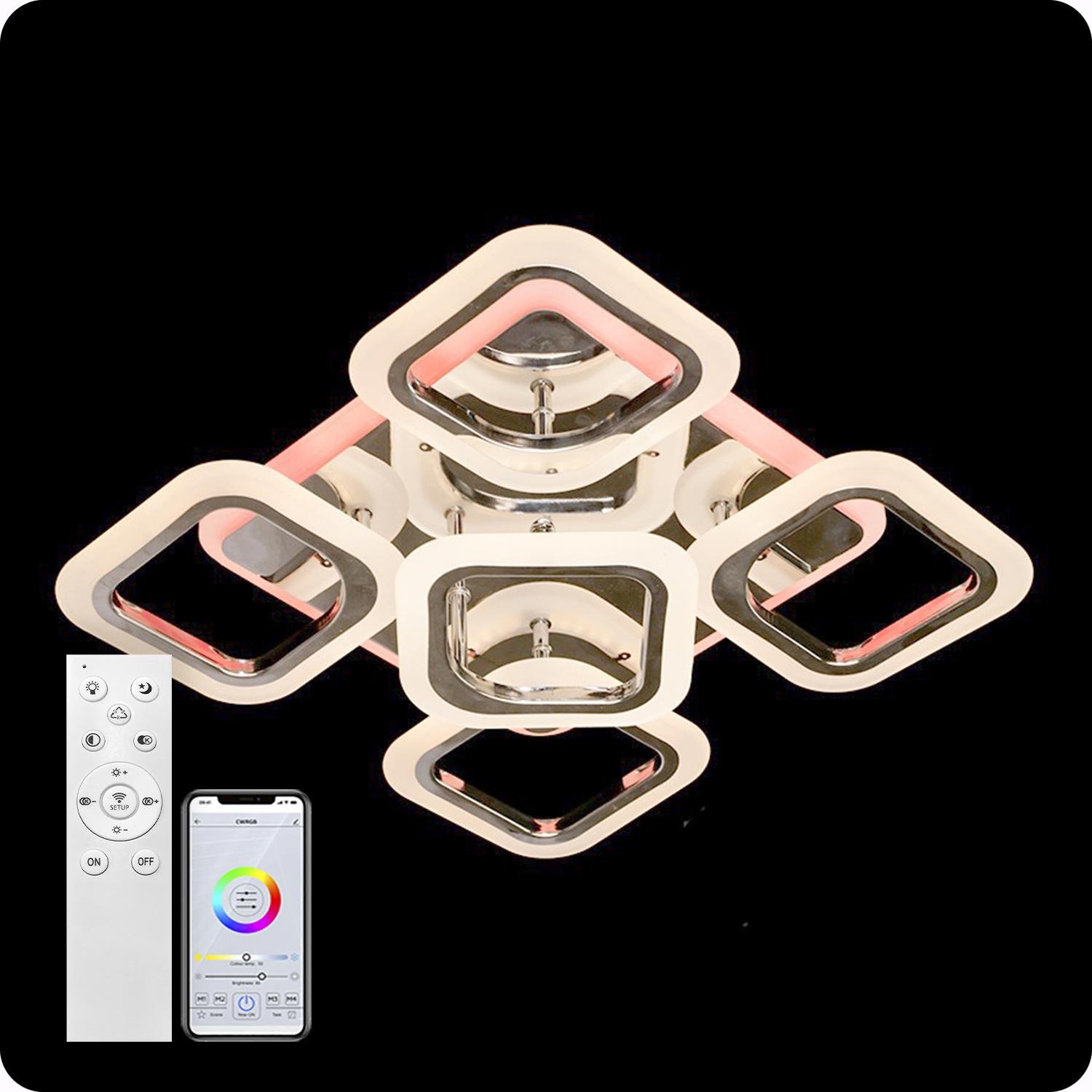 Люстра світлодіодна 517 Light 3color з пультом 90 Вт Хром (01846) - фото 6 Люстра світлодіодна 517 Light 3color з пультом 90 Вт Хром (01846) - фото 6