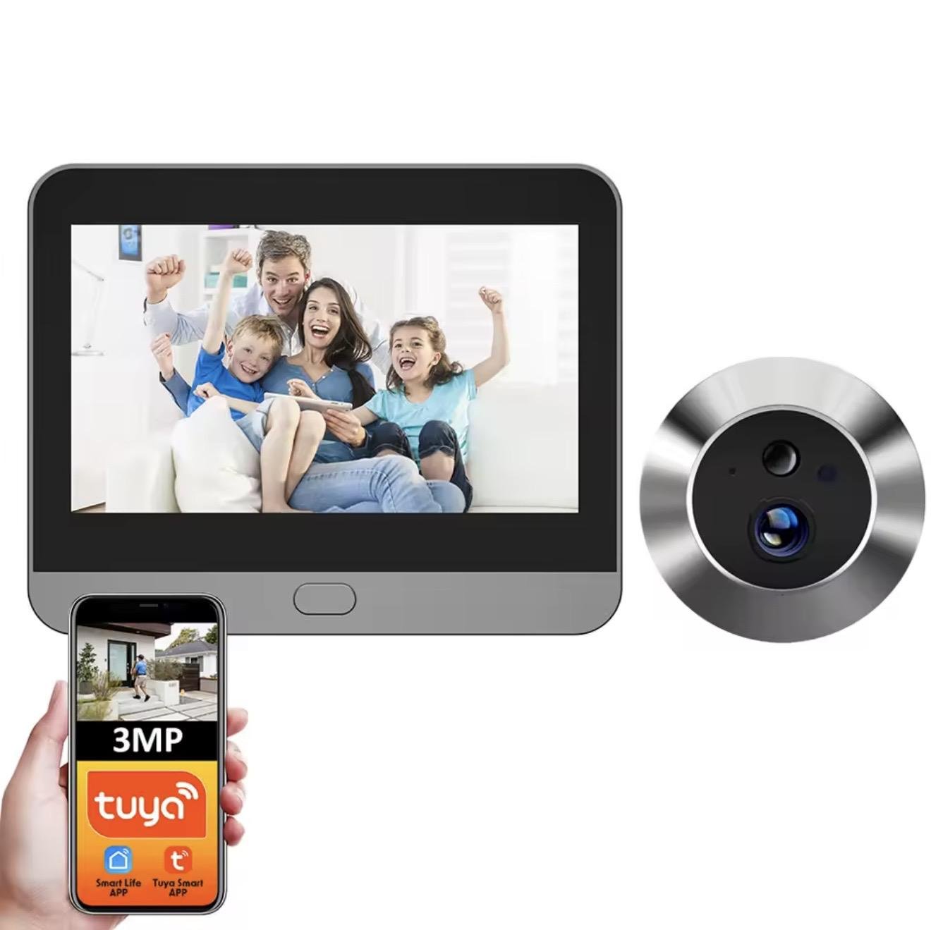 Видеоглазок-видеозвонок Wi-Fi Tuya RH-PD10 с функцией видеодомофона (Key-000130)