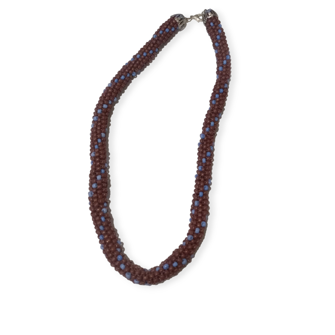 Бусы из бисера Жгут ручной работы Коричневый с синим (576) Бусы из бисера Жгут ручной работы Коричневый с синим (576)