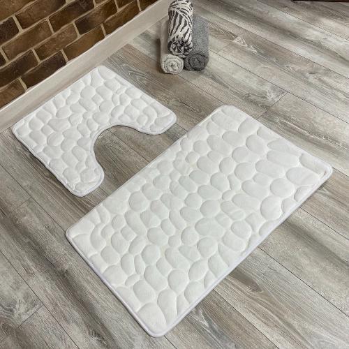 Набор ковриков в ванную и туалет Stone Premium Memory Foam 2в1 80х50/60х50 см Белый (NKS0001) - фото 6