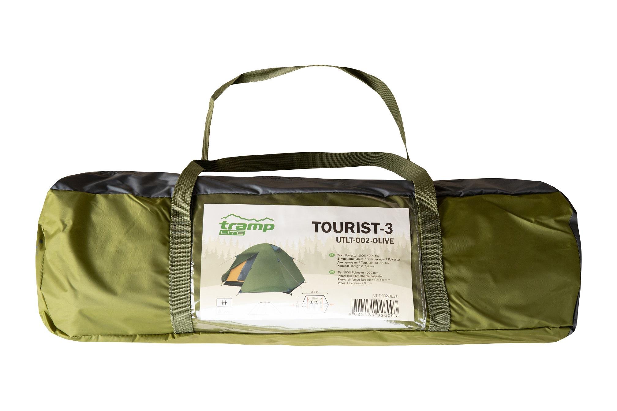 Палатка трехместная Tramp Lite Tourist 3 (UTLT-002-olive) - фото 26