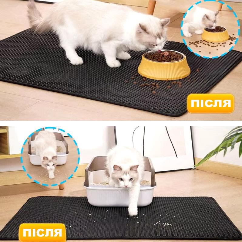 Коврик двухслойный ЕВА для кошачьего туалета для сбора песка 30х30 см Черный (R9317) - фото 6