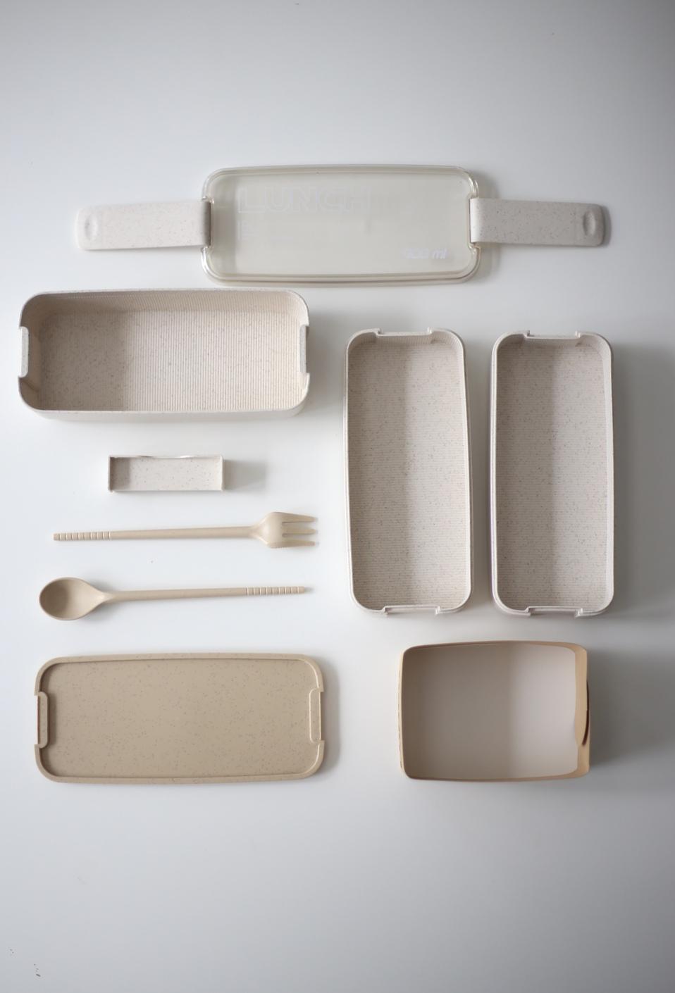 Ланч-бокс потрійний з приборами 900 мл Бежевий (00000010145) - фото 3 Ланч-бокс потрійний з приборами 900 мл Бежевий (00000010145) - фото 3