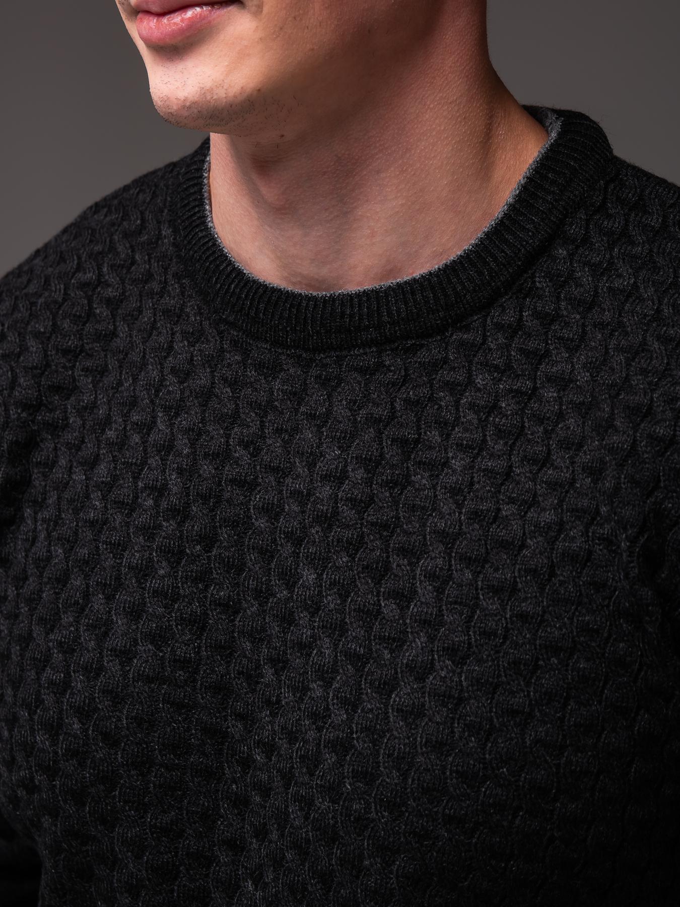 Свитер мужской зимний вязаный классический батал 5XL Черный (2443/2) - фото 10 Свитер мужской зимний вязаный классический батал 5XL Черный (2443/2) - фото 10