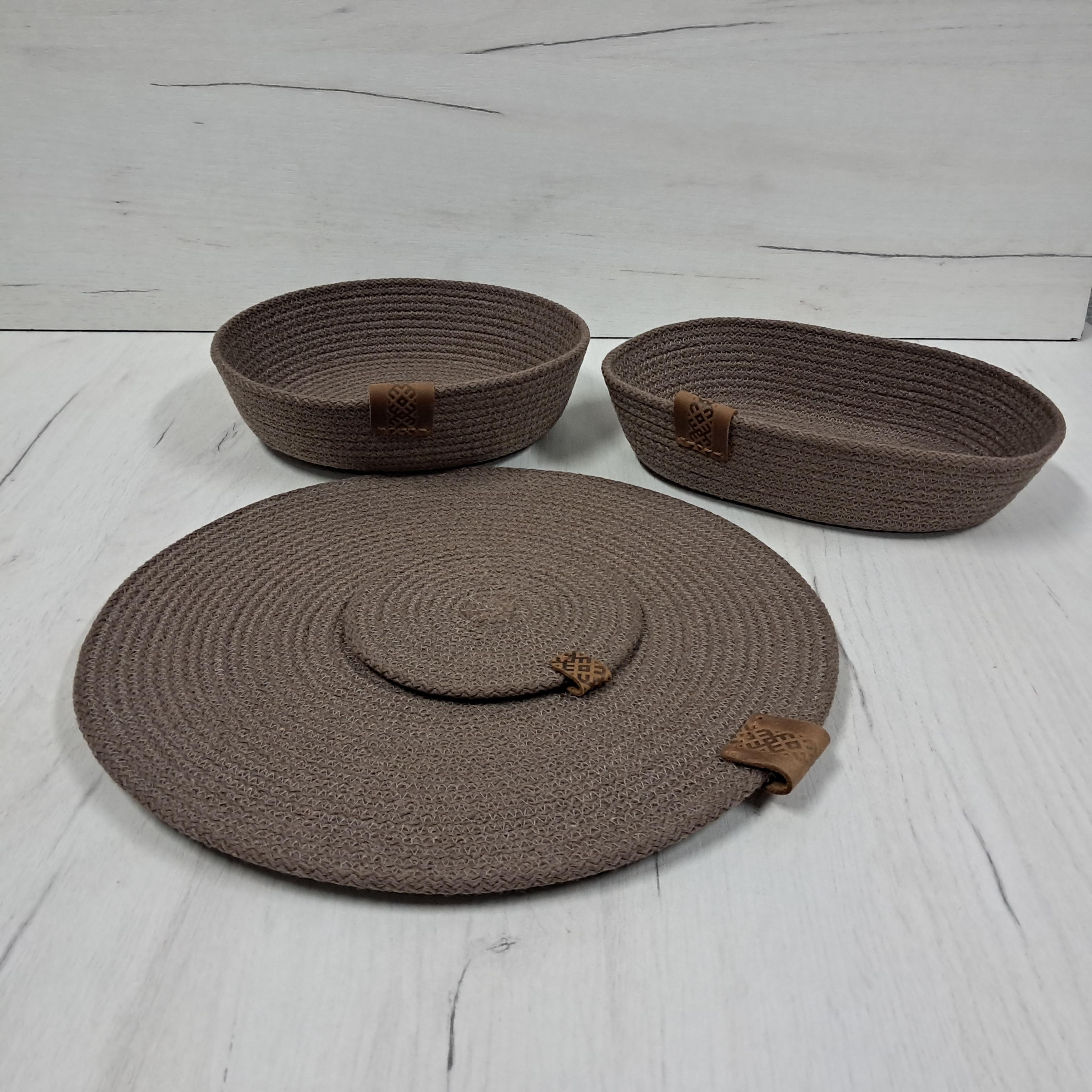 Плейсмат із джуту та бавовняного шнура під гаряче 20 см Мокачино (26198884) - фото 2 Плейсмат із джуту та бавовняного шнура під гаряче 20 см Мокачино (26198884) - фото 2