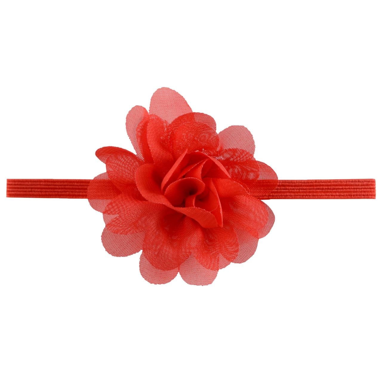 Повязка детская на голову с шифоновым бантом One size Красный (5399/4)