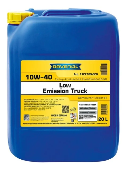 Моторное масло RAVENOL Low Emission Truck 10W-40 20 л (1122109020)