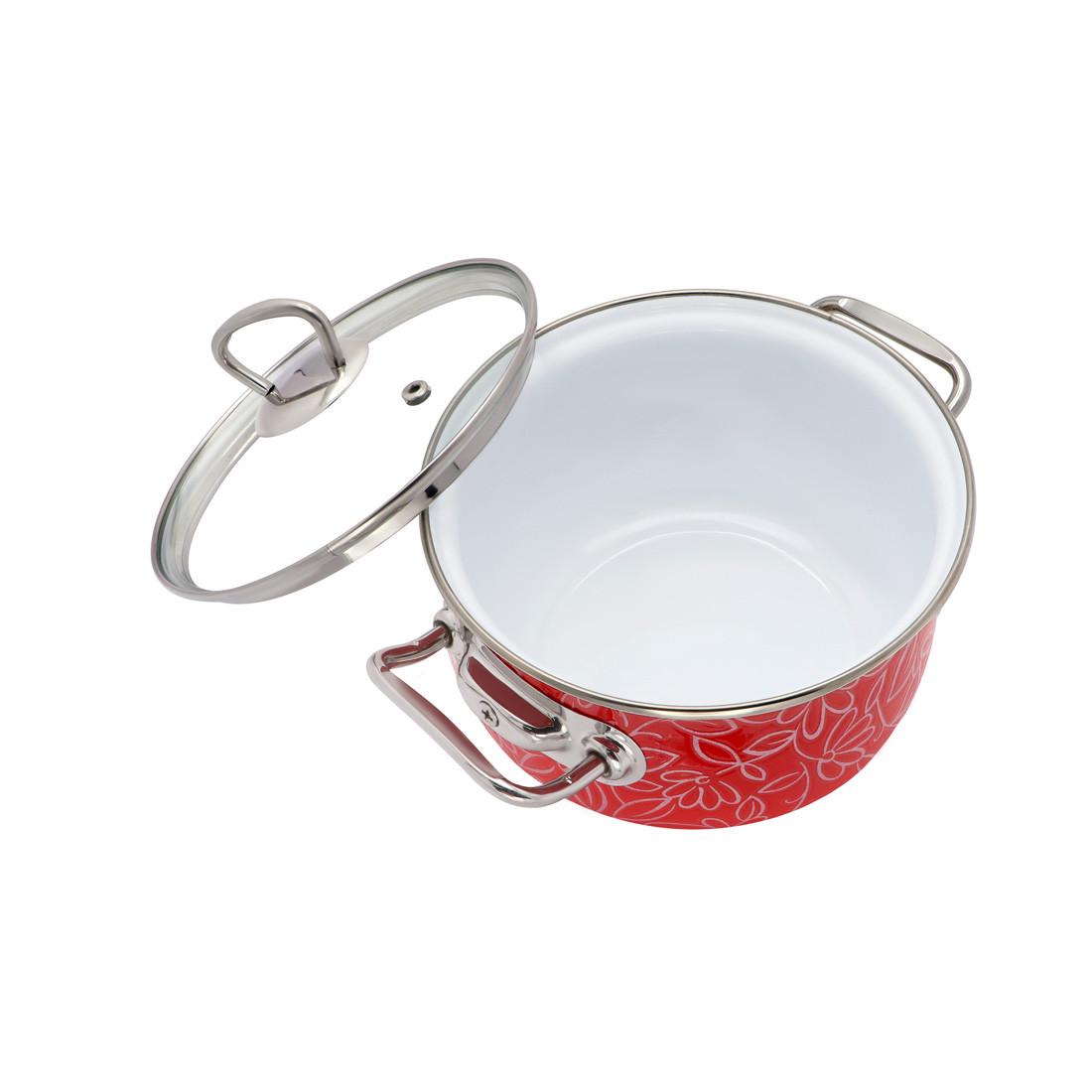 Каструля емальована Ажур 3,1 л Червоний (2598B) - фото 2 Каструля емальована Ажур 3,1 л Червоний (2598B) - фото 2