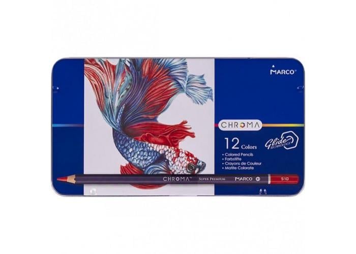 Набор карандашей Chroma 12 цветов в металлическом кейсе