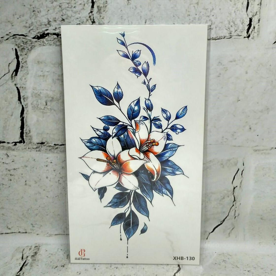 Тату временное Цветы лист 11,5x21 см (XHB-130)