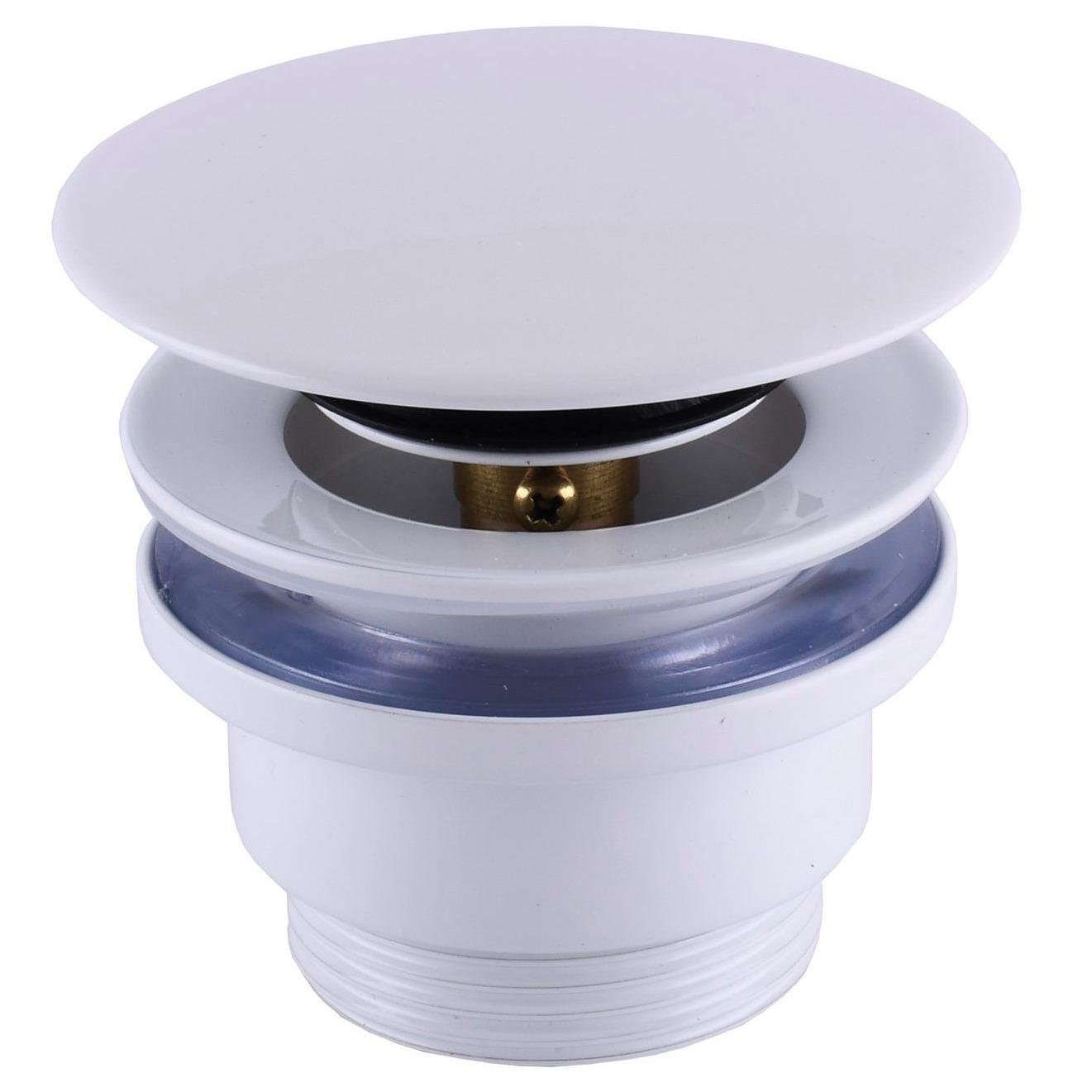 Донный клапан нажимной для раковины TOPAZ TK-15A-W-S 000020813 с переливом Белый (107957)