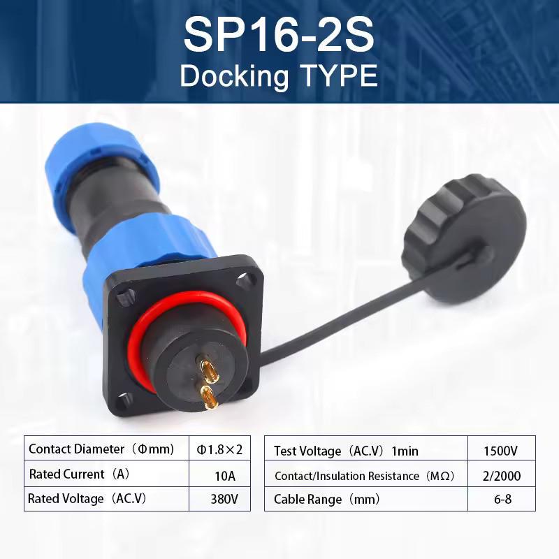 Разъем герметичный SP16 IP68 розетка/штекер на кабель SP16 2S-F-M 2pin 10 А (2735637988) - фото 2 Разъем герметичный SP16 IP68 розетка/штекер на кабель SP16 2S-F-M 2pin 10 А (2735637988) - фото 2
