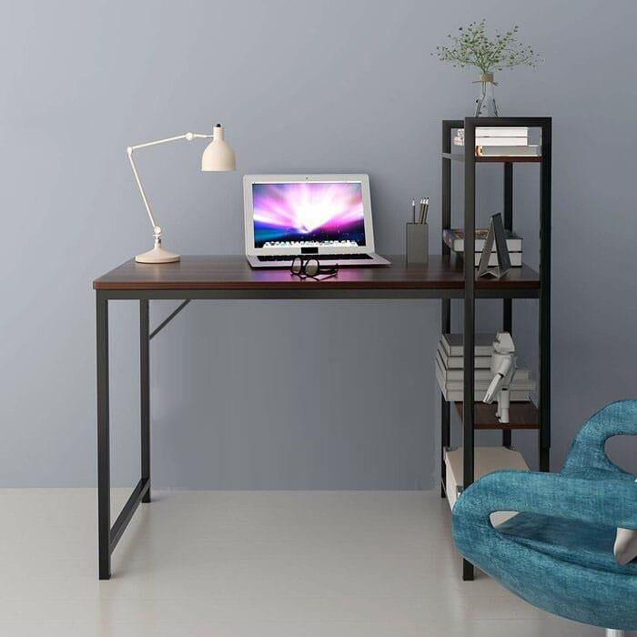 Стіл письмовий у стилі Лофт StepLoft каркас металевий з полицями Чорний/Венге магія (Comp-table-138)