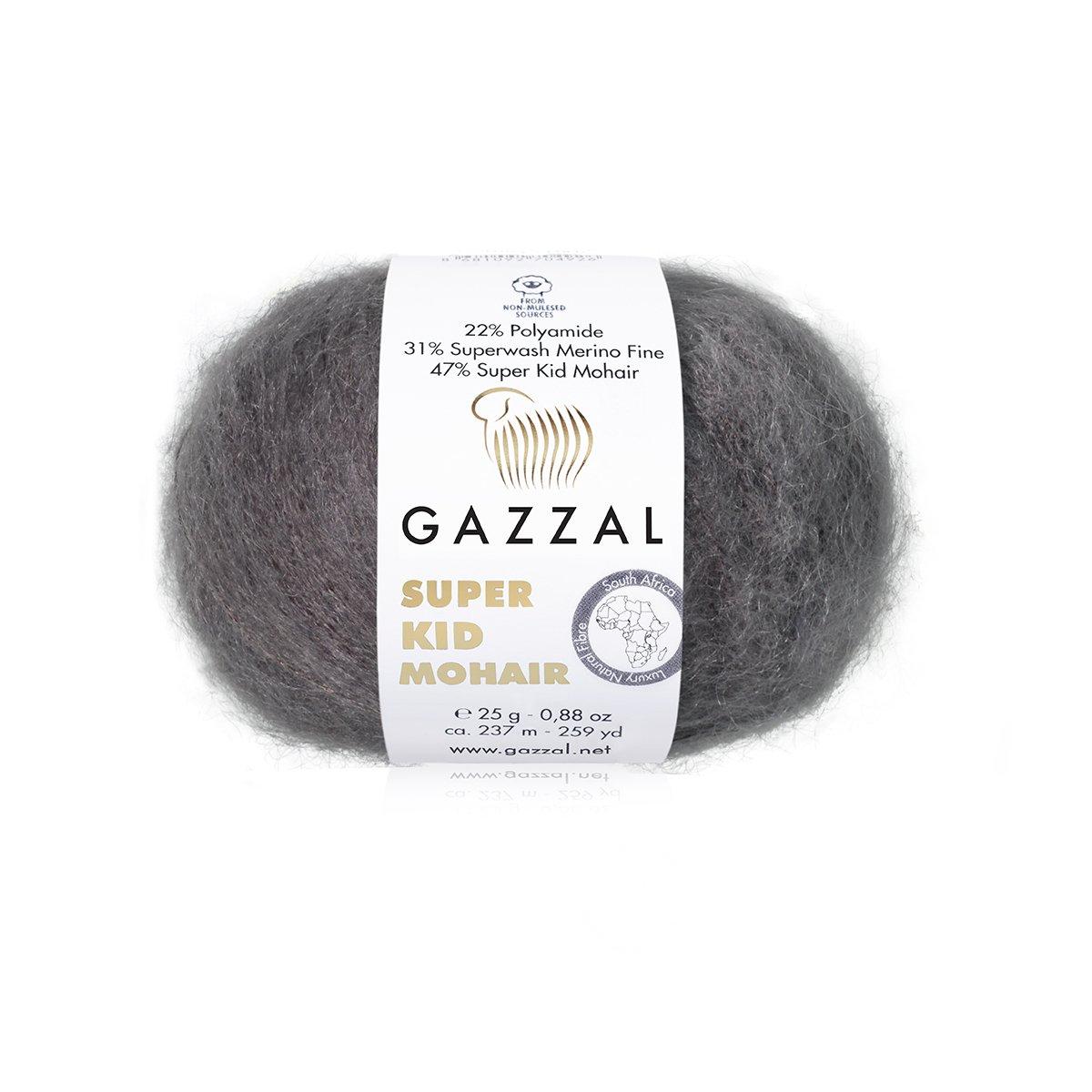 Пряжа Gazzal Super Kid Mohair 64432 графит (3934)