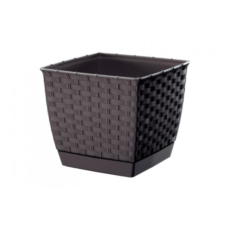 Горшок для цветов Ratolla 145 мм квадратный с подставкой Коричневый (70768-440)