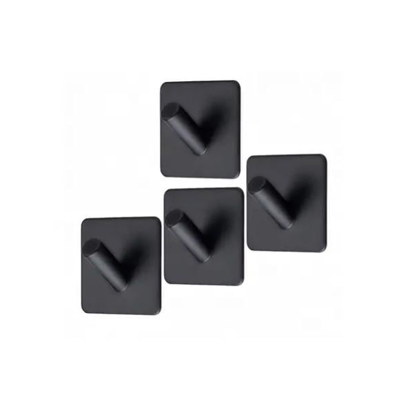 Набор крючков самоклеющихся из нержавеющей стали 4 шт. Черный