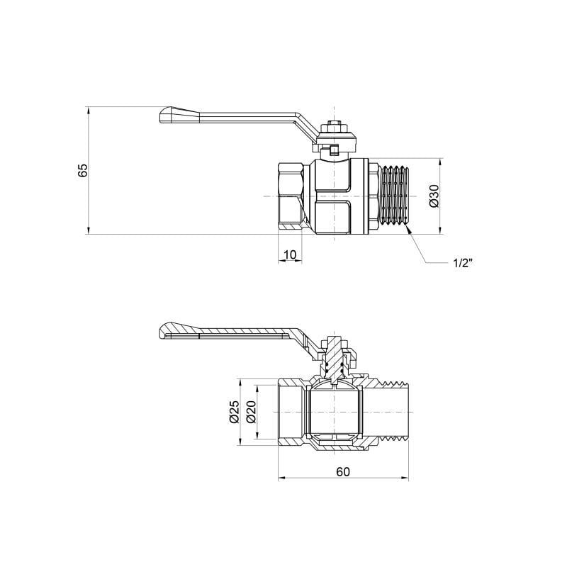 Кран кульовий повнопрохідний ICMA 1/2" (VRM00036661) - фото 2