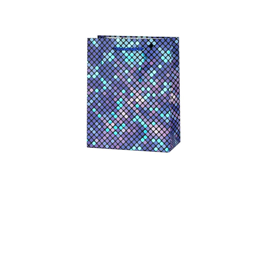 Подарочный пакет Stenson Brilliant с пайетками 26х32х10 см Синий (R33143-M)
