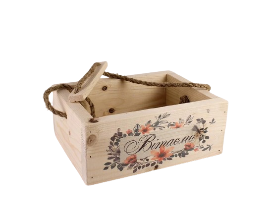 Корзина дерев'яна "Вітаю" велика (2735)