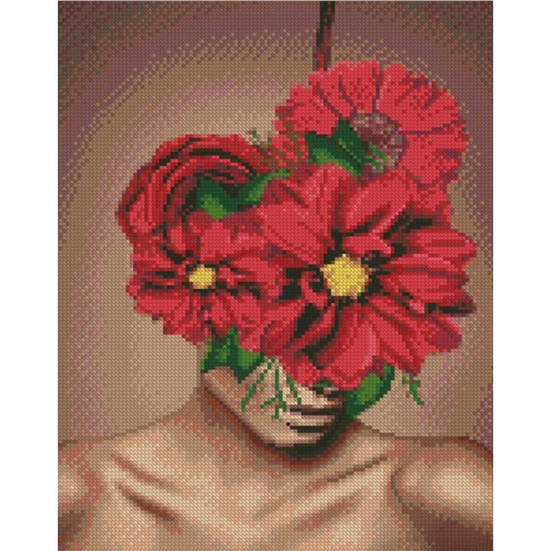 Алмазная мозаика Strateg Женщина-цветок 30х40 см (KB044)