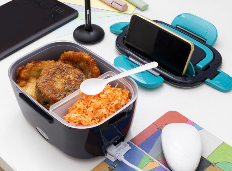 Ланч-бокс електричний Kamille Vizo із двома ємностями 1,5/0,45 л автомобільний Чорний/Блакитний (2170) - фото 11