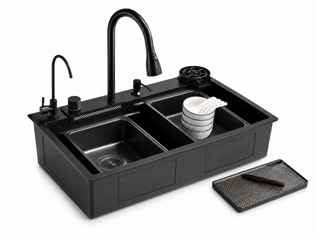 Мойка для кухни водопад Willda 68x46x22 см Nano Black (999467137)