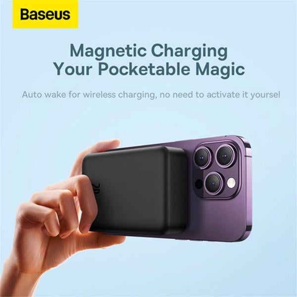 Повербанк с беспроводной зарядкой BASEUS Magnetic Mini Wireless Fast Charge Qi 15 W 2в1 20000 mAh 20 W 2,4 A QC3.0+PD3.0 Black (PPCX150001) - фото 4