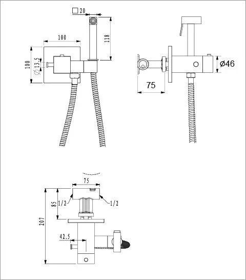 Гигиенический душ Gappo G7207-60 с термостатом Черный (G7207-60) - фото 8 Гигиенический душ Gappo G7207-60 с термостатом Черный (G7207-60) - фото 8