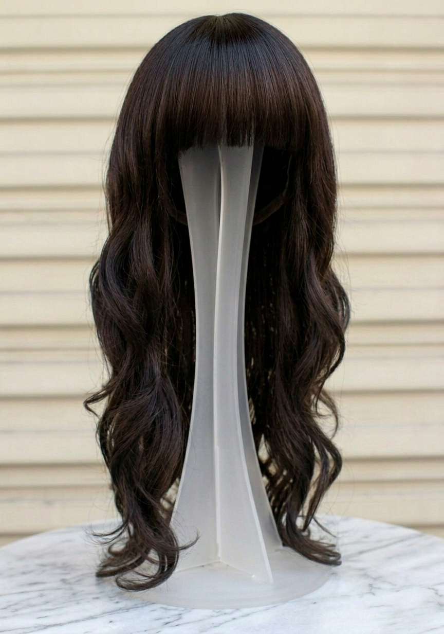 Парик женский длинные волнистые волосы Каштановый (55-204-8804)