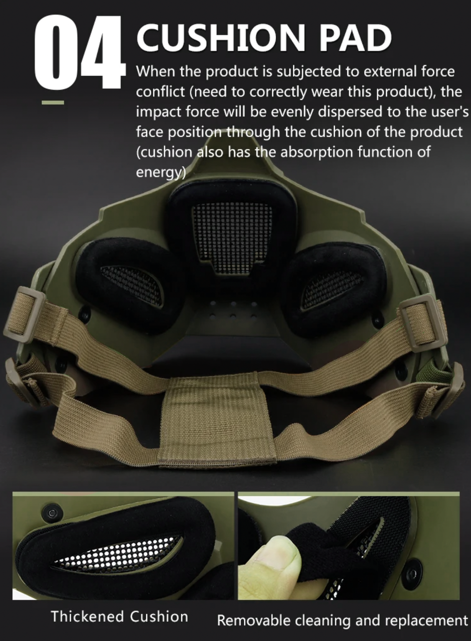 Маска Iron Warrior з кріпленням до шолома Airsoft Зелений (MK001014) - фото 7