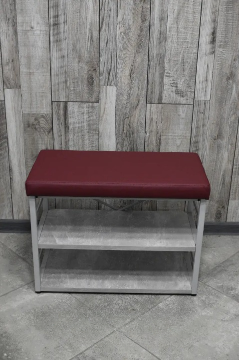 Банкетка для взуття металева з м'яким сидінням 32х47х60 см Бордовий/Мармуровий (2588783898)