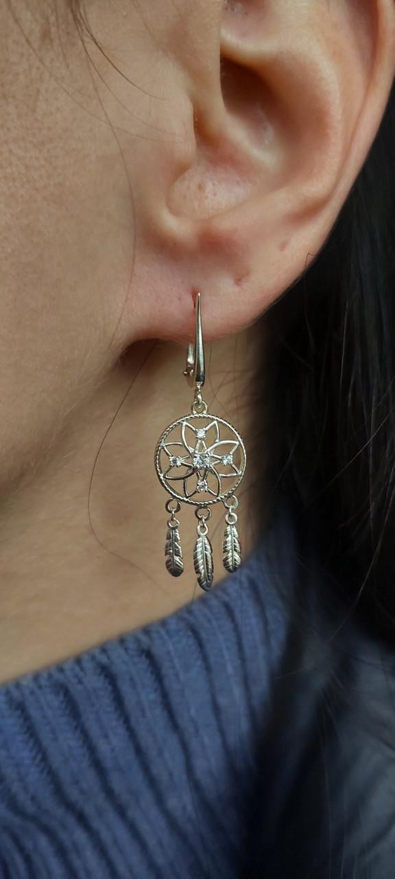 Срібні сережки Ловець снів 925 проби без покриття (2829297168) - фото 3