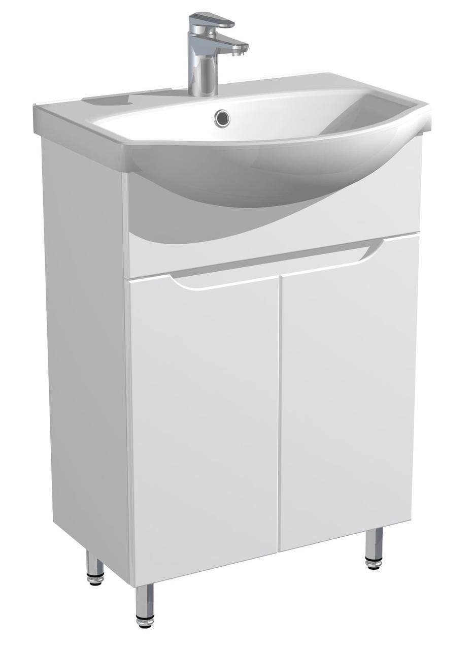 Напольная тумба для ванной комнаты AVT Этюд 55 с умывальником Савини 55 см