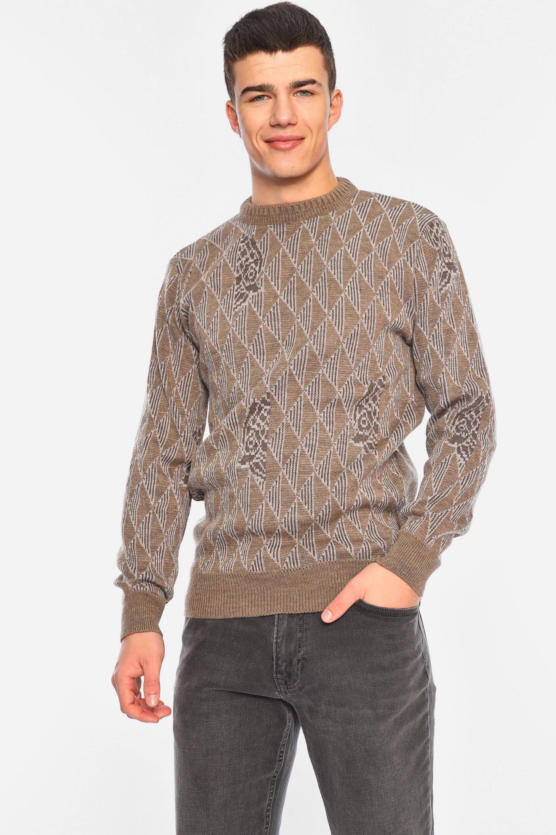 Свитер мужской однотонный XL Бежевый (195386)